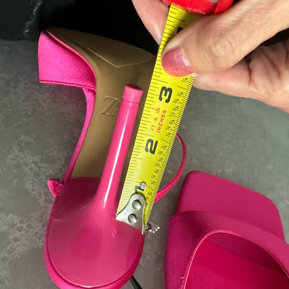 NWT Zara Fuchsia Pink Strapless Heeled Sandals Size 7.5 - Picture 7 of 7